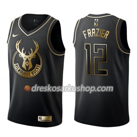 Muški NBA Dres Milwaukee Bucks Tim Frazier 12 Nike Crna Golden Edition Swingman
